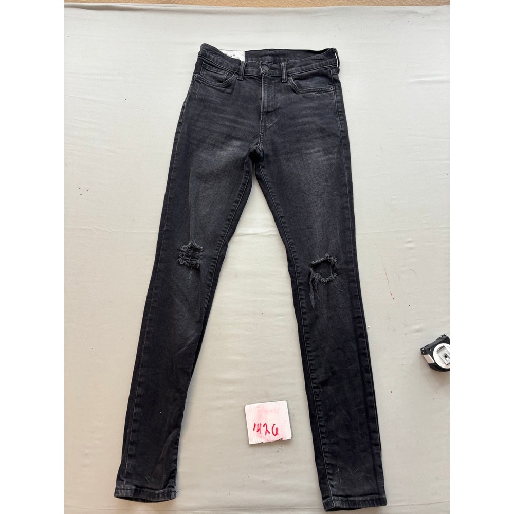 HM Mens Skinny Fit Distressed Jeans Washed Black Denim 29x32 Distressed Knee